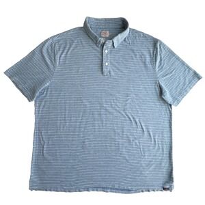 Faherty Movement Polo Shirt Mens XXL Night Shore Striped Pima Cotton Blue